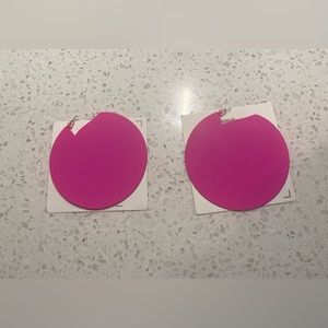 Hot Pink Round Disco Earrings